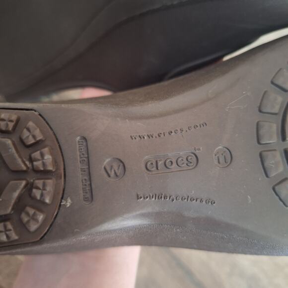 Crocs Frances mary jane brown wedge clog heels womens 11 - Picture 7 of 7